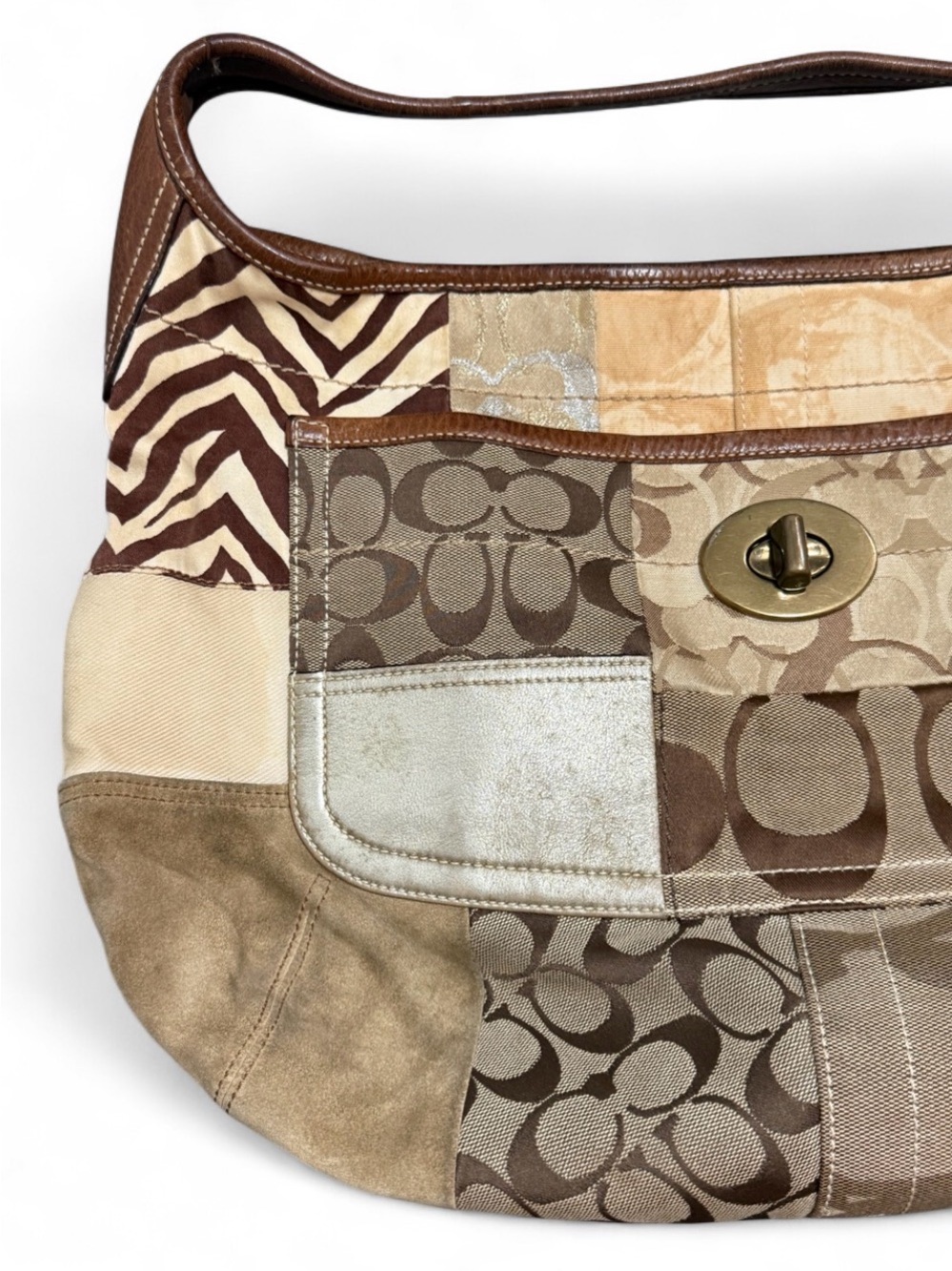VTG Y2K Large Coach Patchwork Hobo Leopard Zebra Monogram Turn Lock w/ Hangtags - Picture 12 of 14